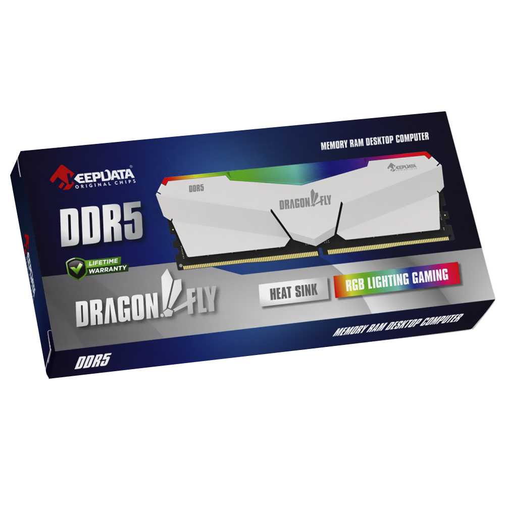 Memória RAM Keepdata Dragonfly DDR5 16GB 6000MHz RGB - Branco (KDHRGB60C38W/16G)
