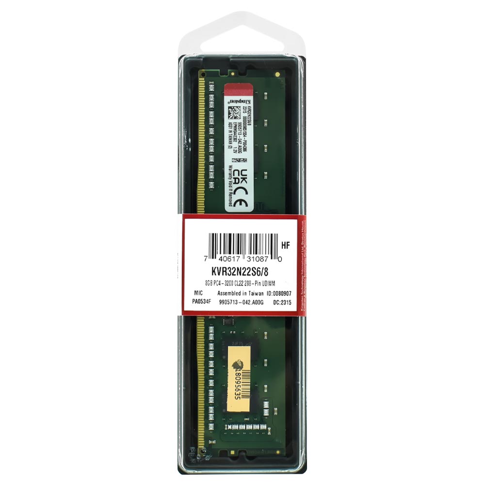 Memória RAM Kingston DDR4 8GB 3200MHz - KVR32N22S6/8