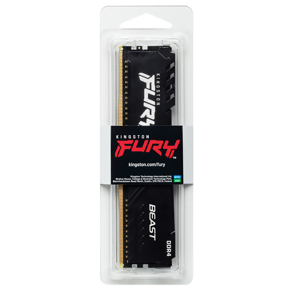 Memória RAM Kingston Fury Beast DDR4 16GB 3200MHz - Preto (KF432C16BB1/16) 