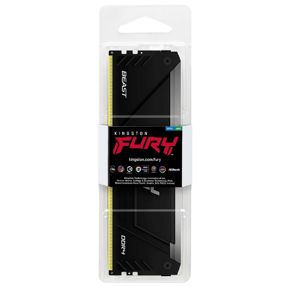 Memória RAM Kingston Fury Beast DDR4 16GB 3200MHz RGB - Preto (KF432C16BB12A/16)