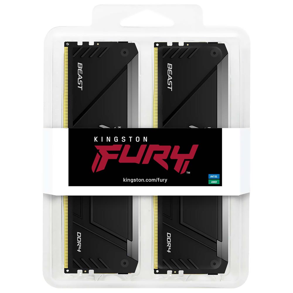 Memória RAM Kingston Fury Beast DDR4 32GB 2666MHz RGB - Preto (KF426C16BB2AK2/32)