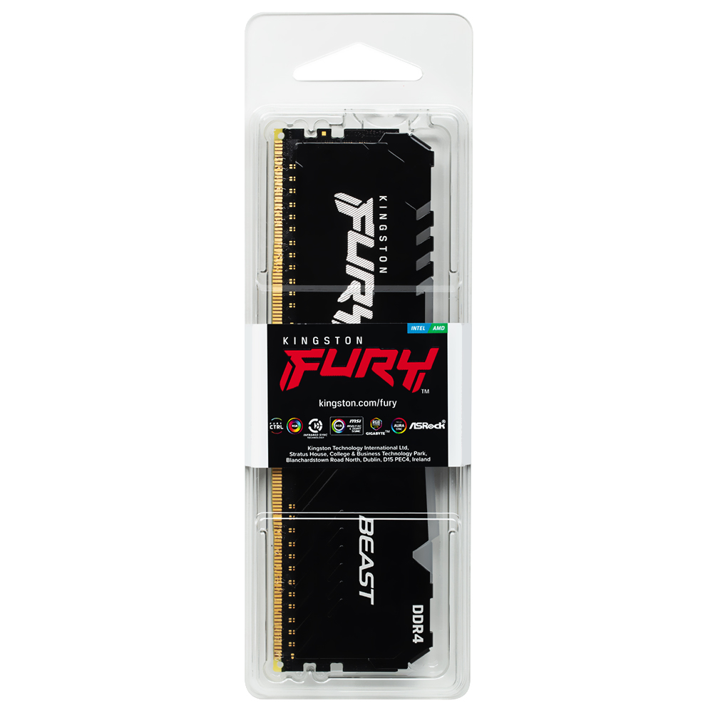 Memória RAM Kingston Fury Beast DDR4 8GB 3200MHz RGB - Preto (KF432C16BBA/8) 