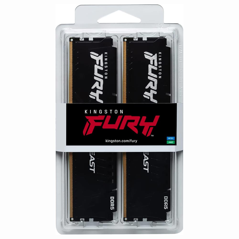 Memória RAM Kingston Fury Beast DDR5 16GB (2x8GB) 5600MHz - Preto (KF556C40BBK2-16)