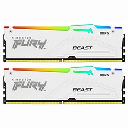Memória RAM Kingston Fury Beast DDR5 32GB (2x16GB) 5200MHz RGB - Branco (KF552C40BWAK2-32)