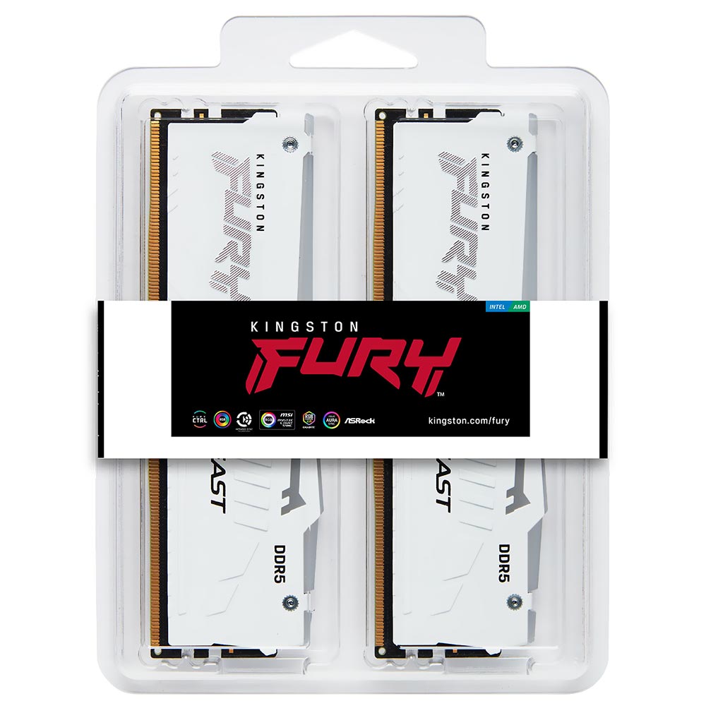 Memória RAM Kingston Fury Beast DDR5 32GB (2x16GB) 6000MHz RGB - Branco (KF560C36BWEAK2-32)