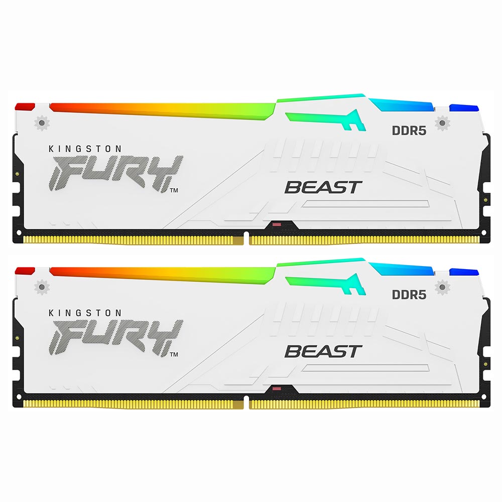 Memória RAM Kingston Fury Beast DDR5 32GB (2x16GB) 6000MHz RGB - Branco (KF560C40BWAK2-32)