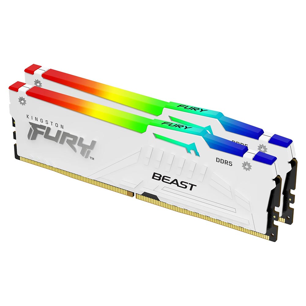 Memória RAM Kingston Fury Beast DDR5 32GB (2x16GB) 6000MHz RGB - Branco (KF560C40BWAK2-32)