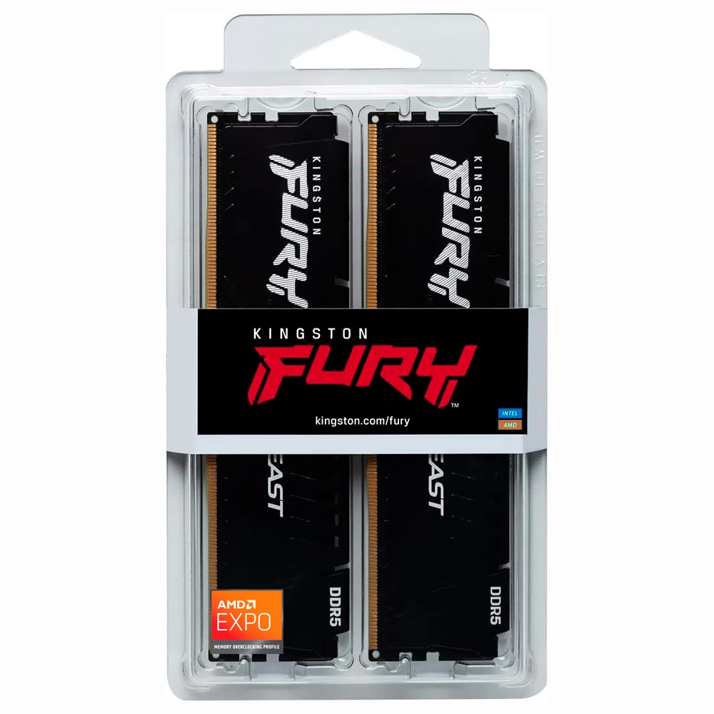 Memória RAM Kingston Fury Beast Expo DDR5 64GB (2x32GB) 5600MHz - Preto (KF556C36BBEK2-64)