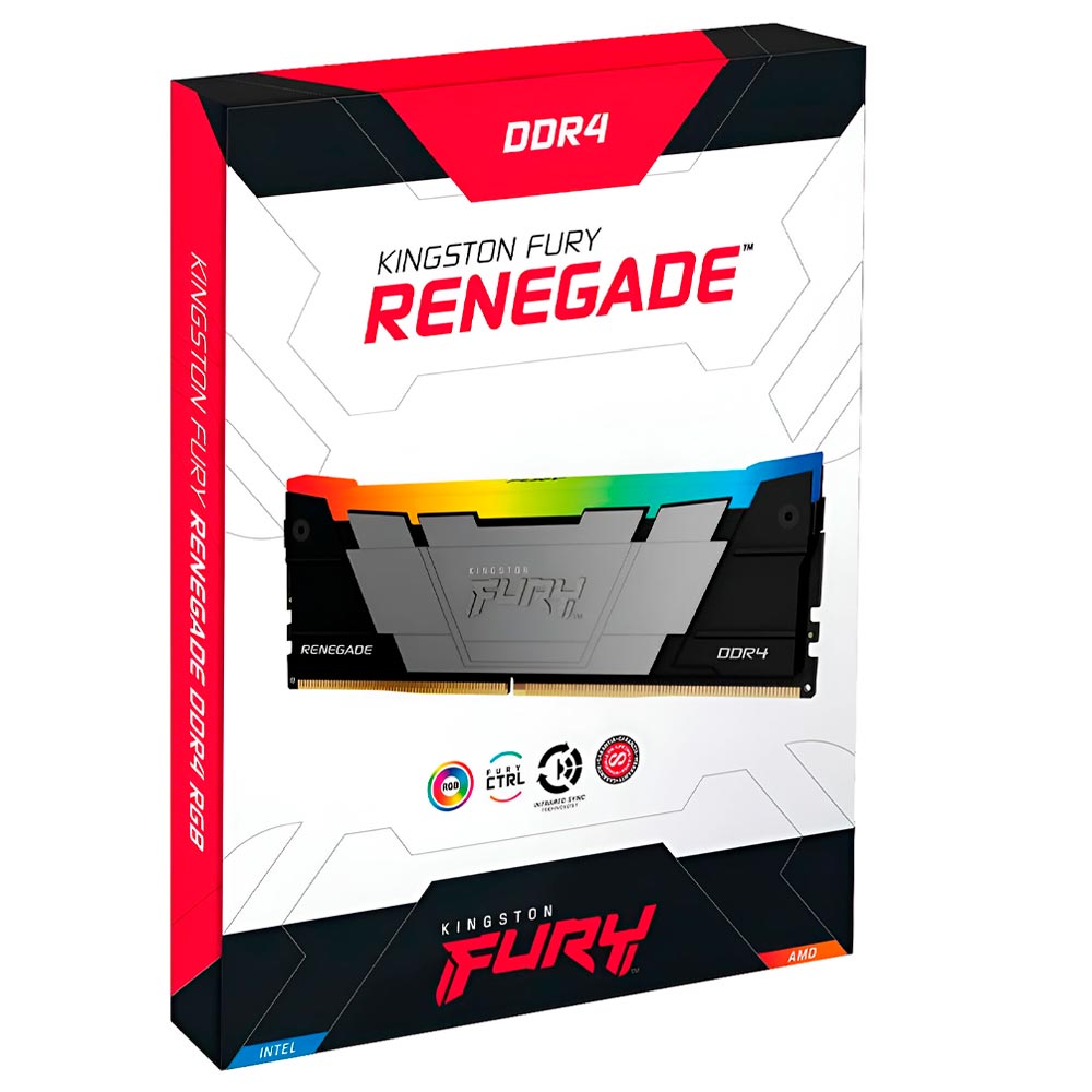 Memória RAM Kingston Fury Renegade DDR4 16GB (2x8GB) 3600MHz RGB - Preto (KF436C16RB2AK2/16)