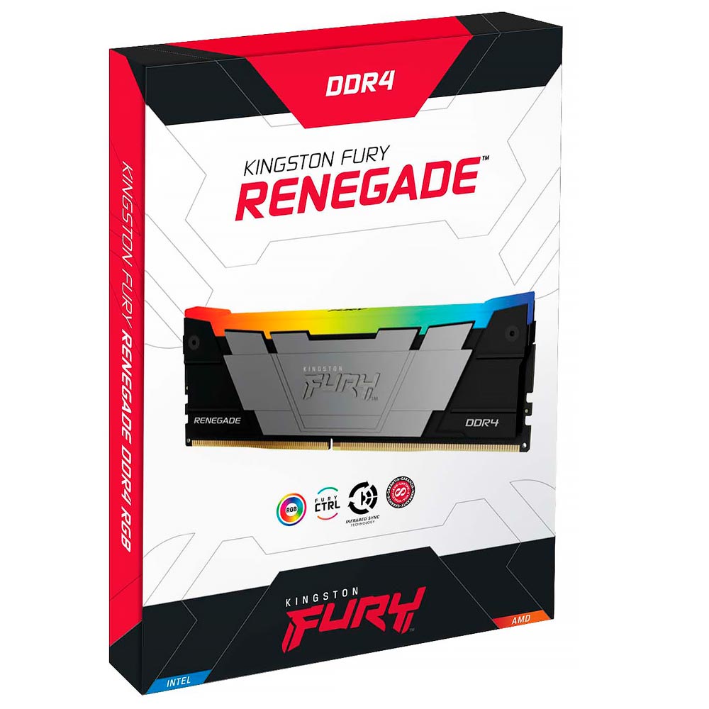 Memória RAM Kingston Fury Renegade DDR4 16GB 3600MHz RGB - Preto (KF436C16RB12A/16)