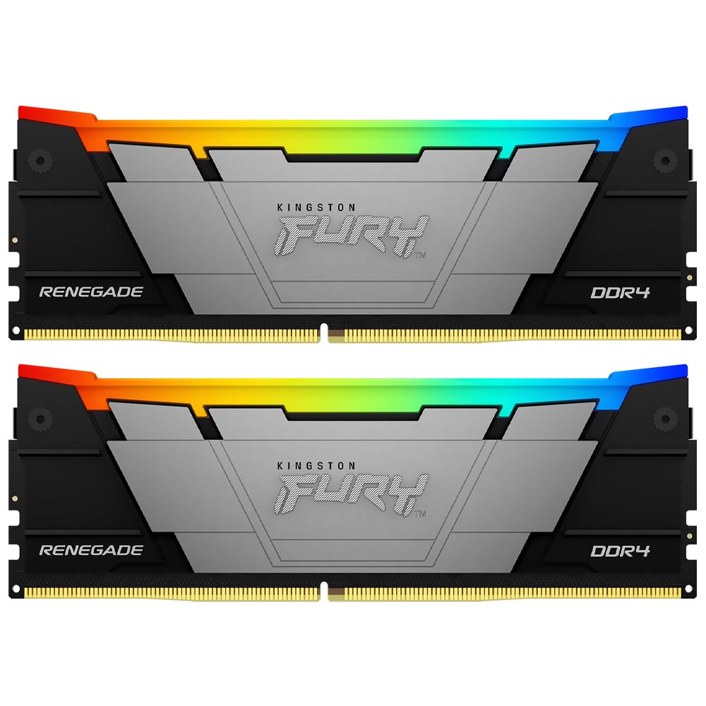 Memória RAM Kingston Fury Renegade DDR4 32GB (2x16GB) 3200MHz RGB - Preto / Cinza (KF432C16RB12AK2/32)