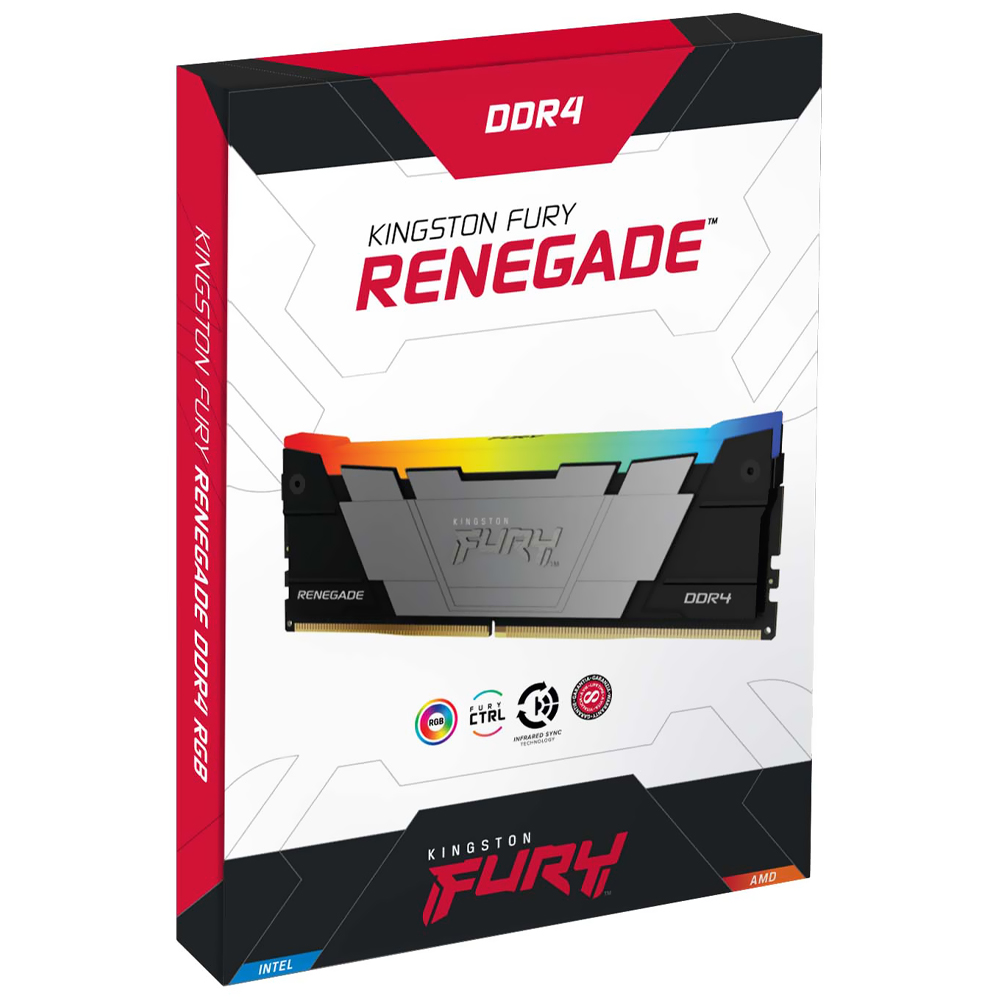 Memória RAM Kingston Fury Renegade DDR4 32GB (2x16GB) 3200MHz RGB - Preto / Cinza (KF432C16RB12AK2/32)