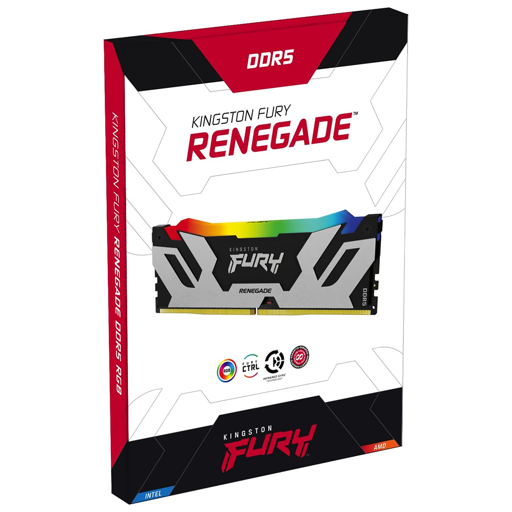 Memória RAM Kingston Fury Renegade DDR5 16GB 7600MHz RGB - Preto / Prata (KF576C38RSA-16)