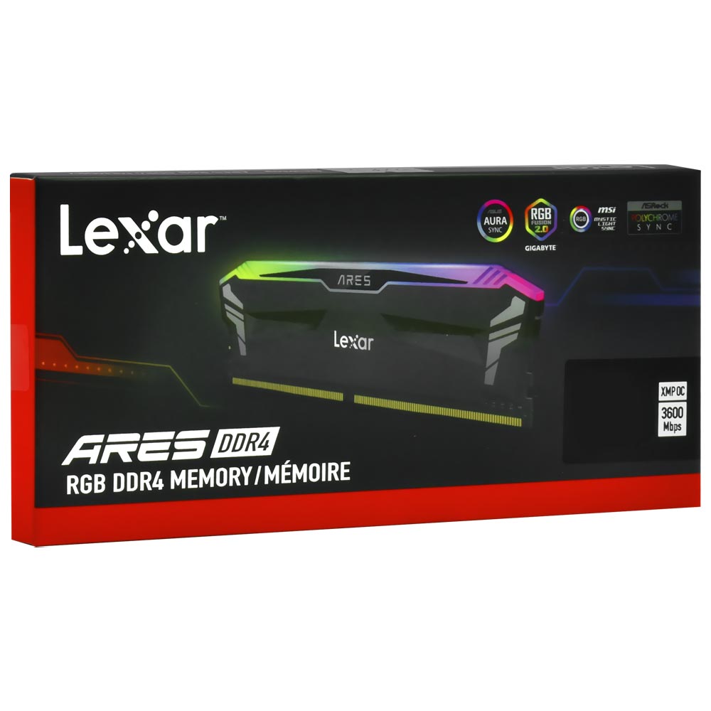 Memória RAM Lexar XMP OC Ares DDR4 8GB 3600MHz RGB - Preto (LD4BU008G-R3600GSLA)