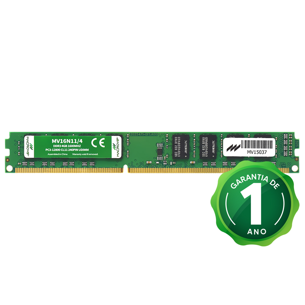 Memória RAM Macrovip DDR3 4GB 1600MHz - MV16N11/4