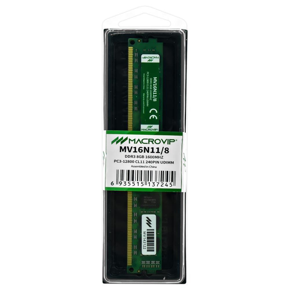 Memória RAM Macrovip DDR3 8GB 1600MHz - MV16N11/8