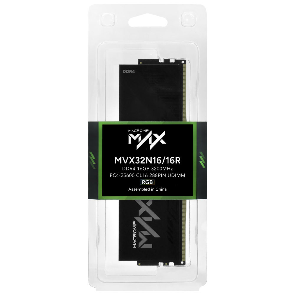Memória RAM Macrovip Max XMP DDR4 16GB 3200MHz RGB - MVX32N16/16R