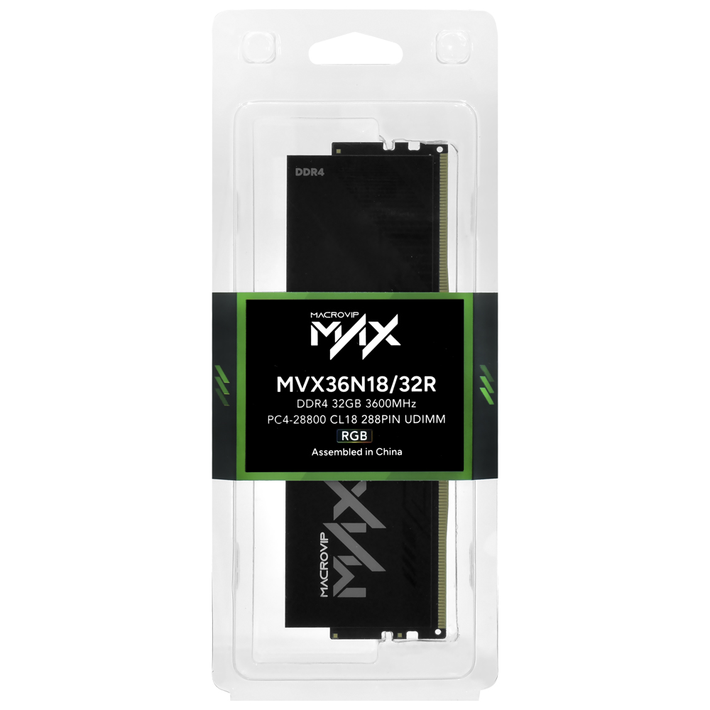 Memória RAM Macrovip Max XMP DDR4 32GB 3600MHz RGB - MVX36N18/32R