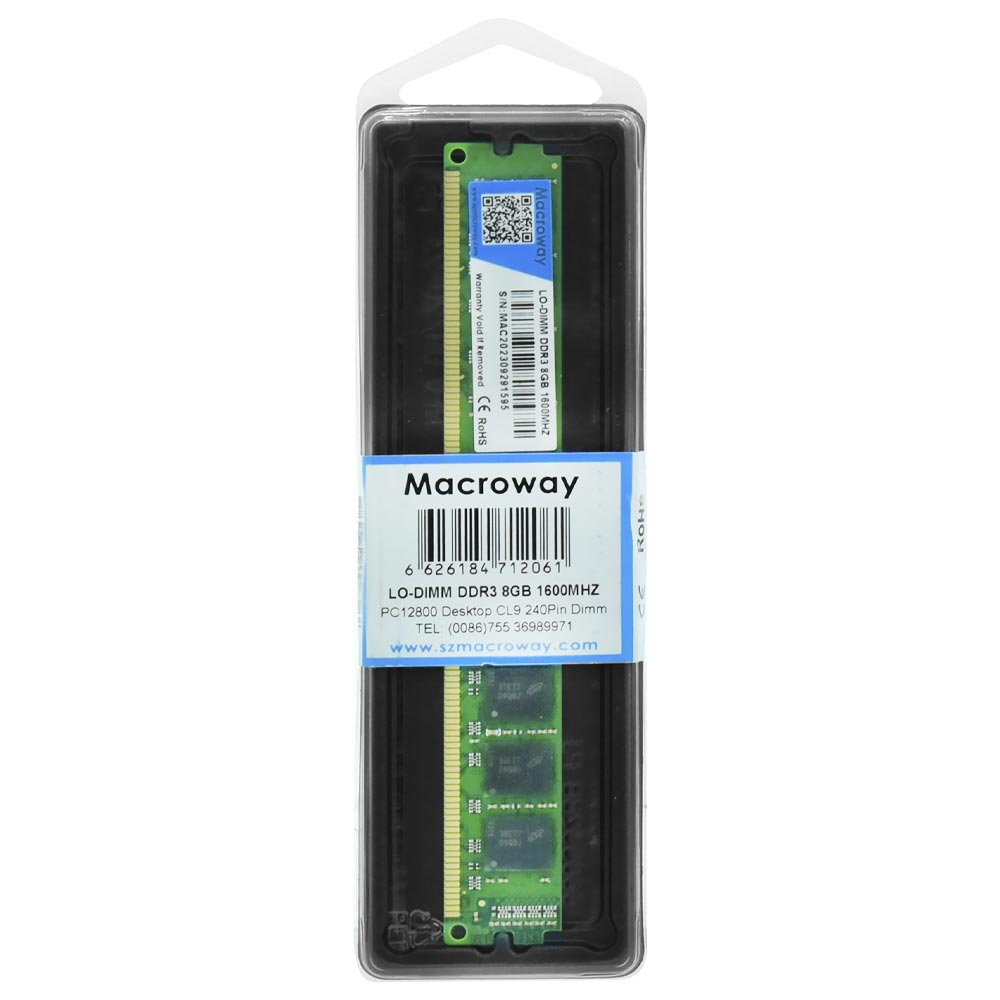 Memória RAM Macroway DDR3 8GB 1600MHz