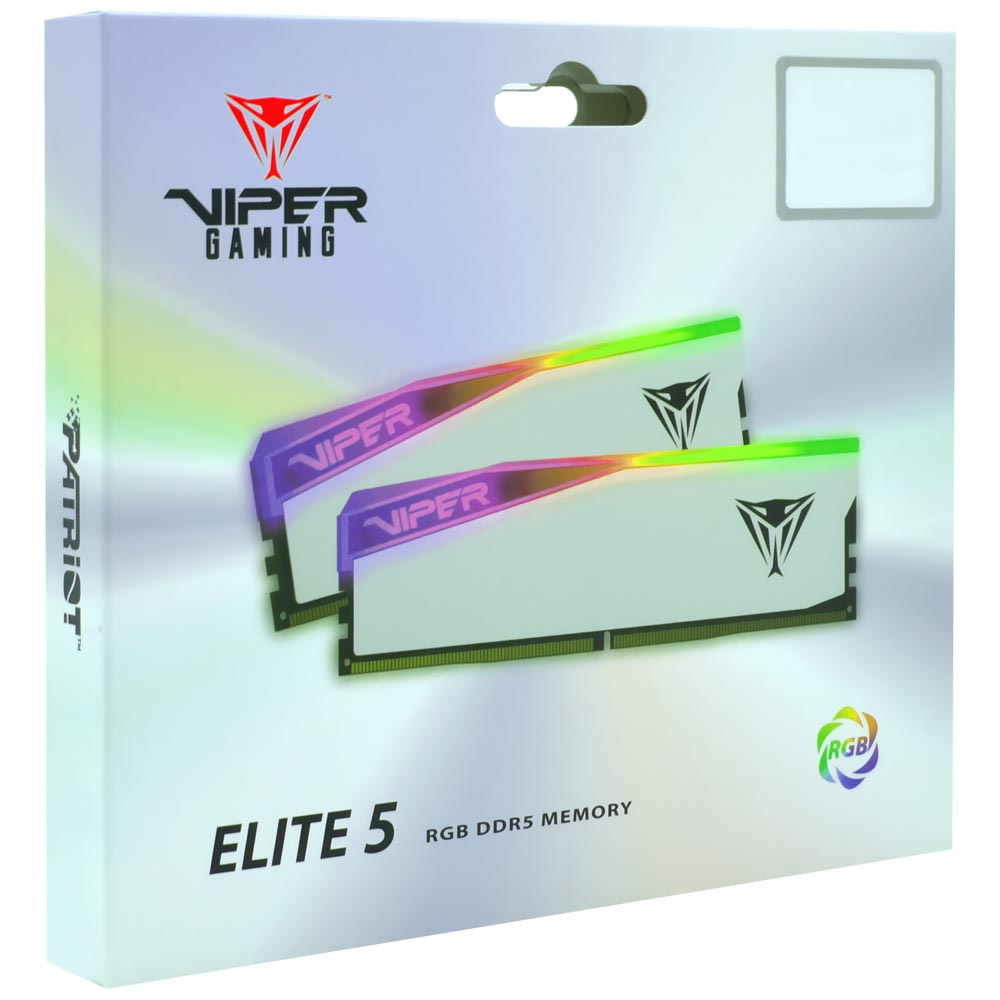 Memória RAM Patriot Viper Elite 5 DDR5 32GB (2x16GB) 7000MHz RGB - Branco (PVER532G70C38KW)