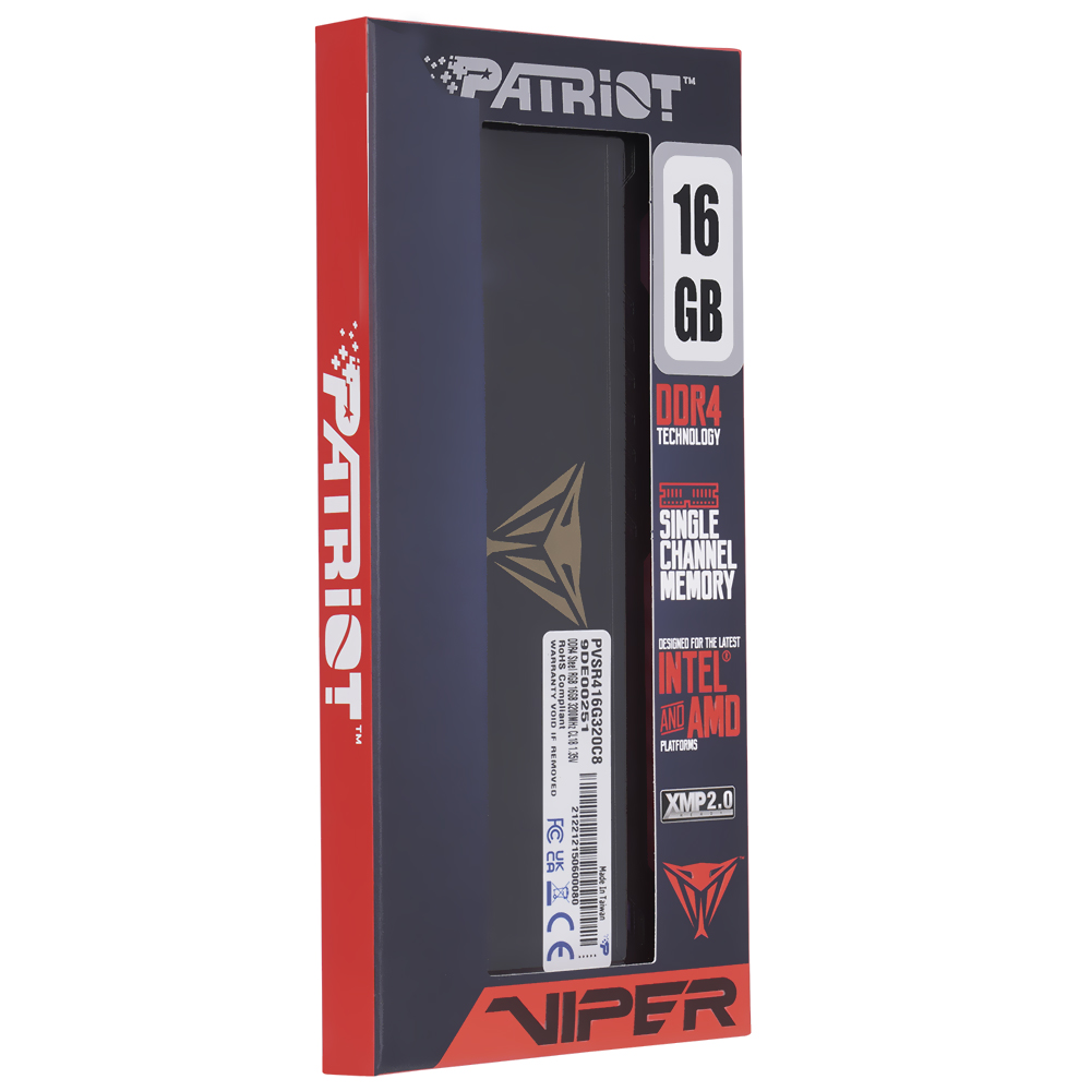 Memória RAM Patriot Viper Steel DDR4 16GB 3200MHz RGB - Preto (PVSR416G320C8)