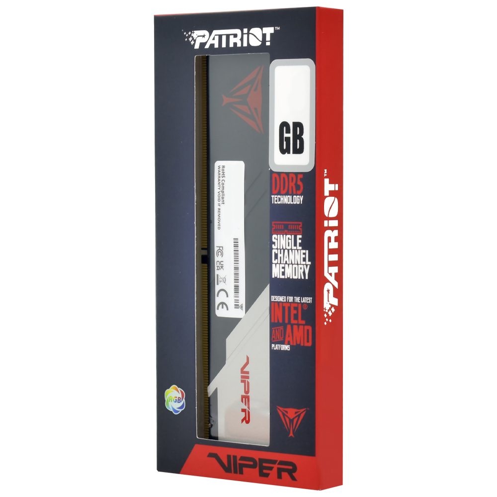 Memória RAM Patriot Viper Venom DDR5 16GB 5200MHz RGB - Preto / Prata (PVVR516G52C36)