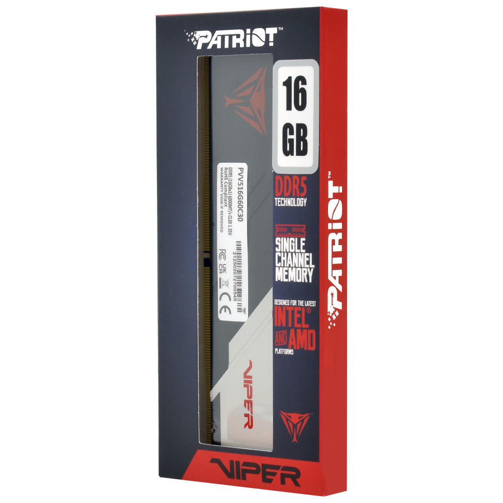 Memória RAM Patriot Viper Venom DDR5 16GB 6000MHz - Preto / Prata (PVV516G60C30)