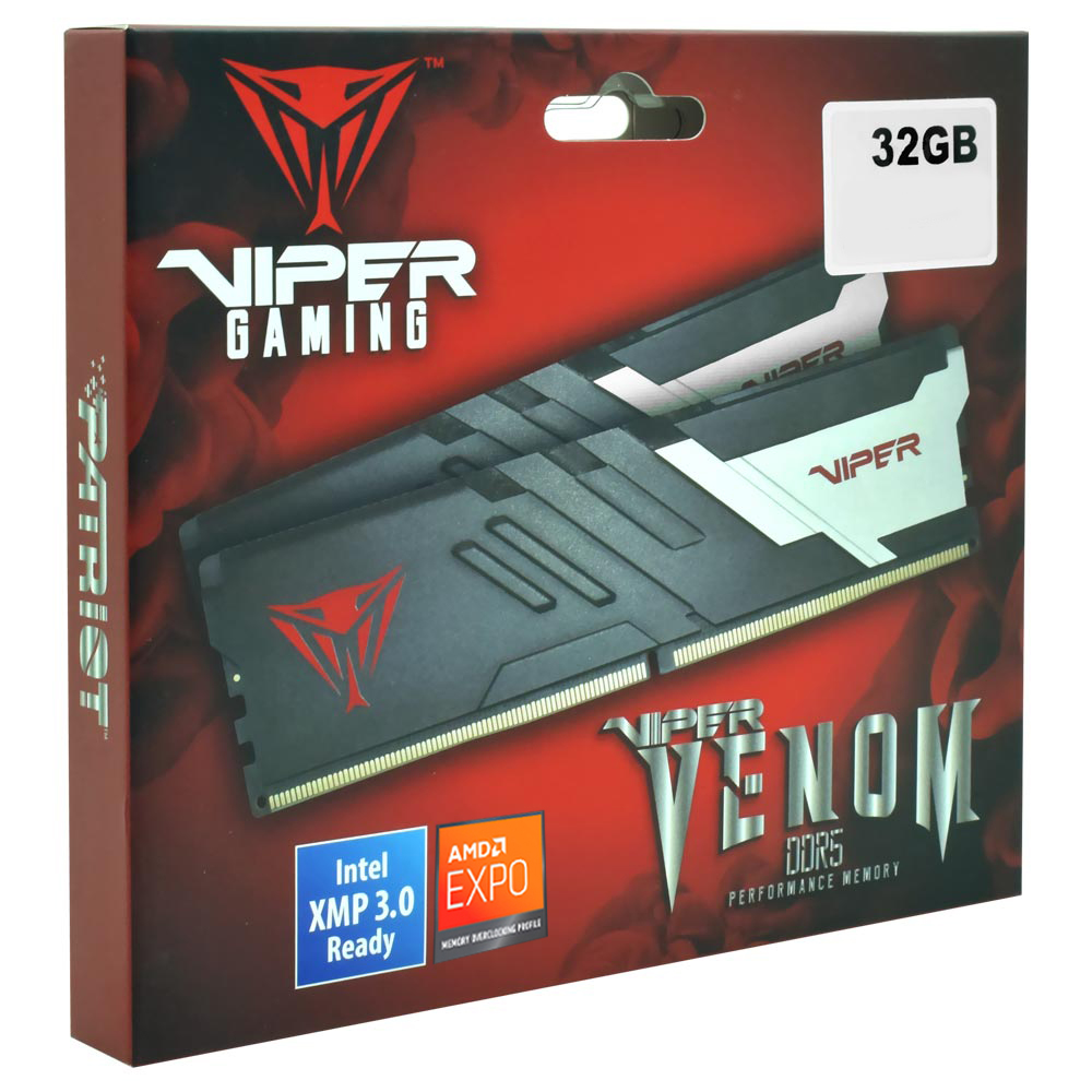 Memória RAM Patriot Viper Venom DDR5 32GB (2x16GB) 6000MHz - Preto / Prata (PVV532G600C30K)