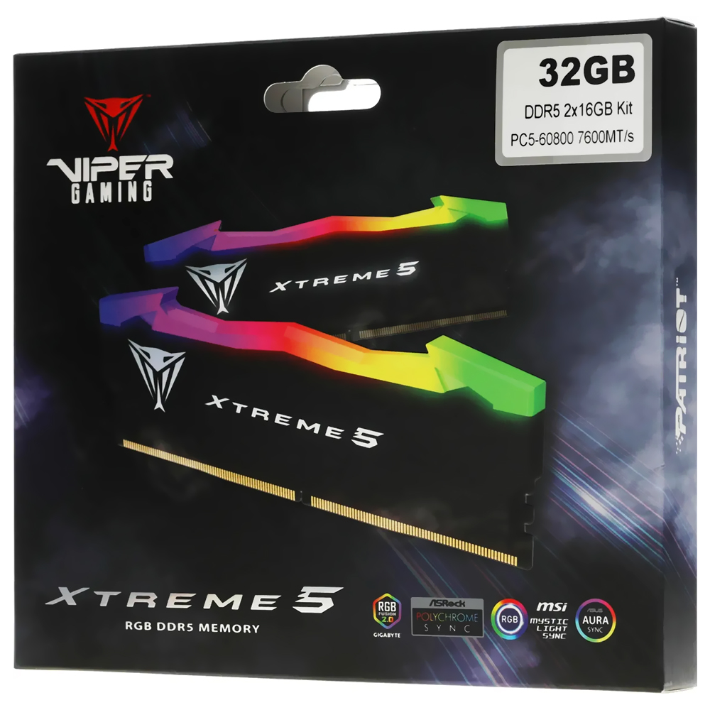 Memória RAM Patriot Viper Xtreme 5 DDR5 32GB (2x16GB) 7600MHz RGB - Negro (PVXR532G76C36K)