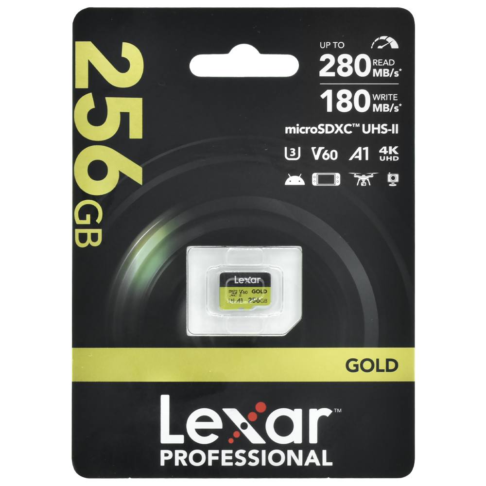 Cartão de Memória Lexar Professional Gold U3 V60 256GB 4K UHD A1 - LMSGOLD256G-BNNNG
