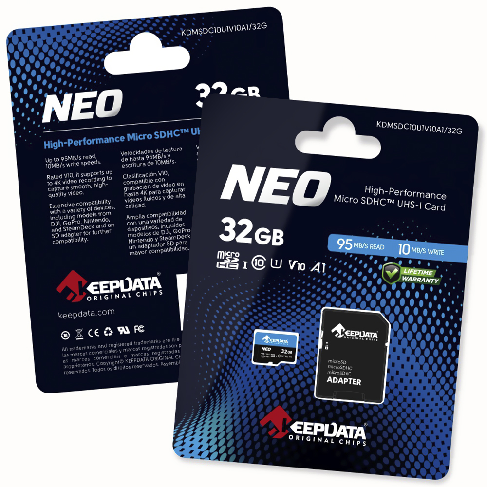 Cartão de Memória Micro SD Keepdata Neo C10 HC I U1 V10 A1 32GB - KDMSDC10U1V10A1/32G