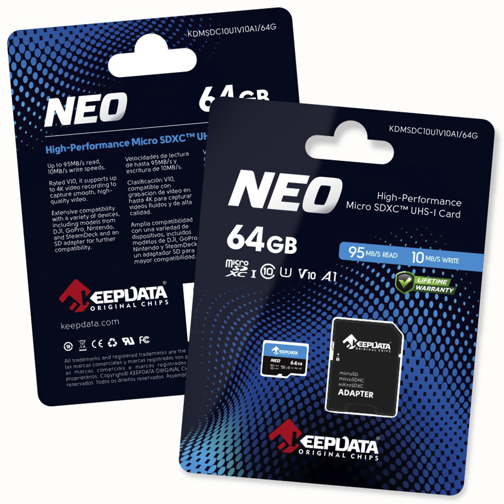Cartão de Memória Micro SD Keepdata Neo C10 XC I U1 V10 A1 64GB - KDMSDC10U1V10A1/64G