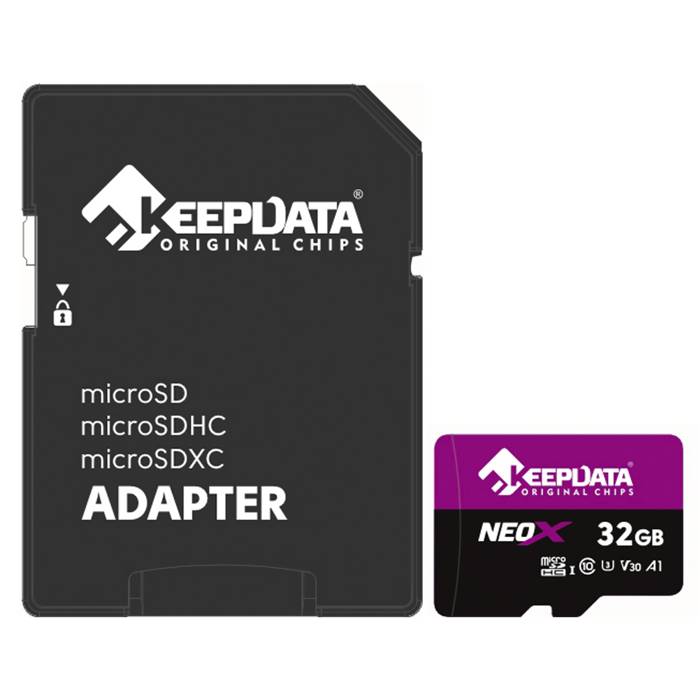 Cartão de Memória Micro SD Keepdata Neox C10 HC I U3 V30 A1 32GB - KDMSDC10U3V30A1/32G