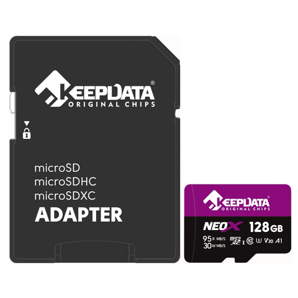 Cartão de Memória Micro SD Keepdata Neox C10 XC I U3 V30 A1 128GB - KDMSDC10U3V30A1/128G