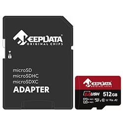 Cartão de Memória Micro SD Keepdata Rush C10 XC I U3 V30 A2 512GB - KDMSDC10U3V30A2/512G