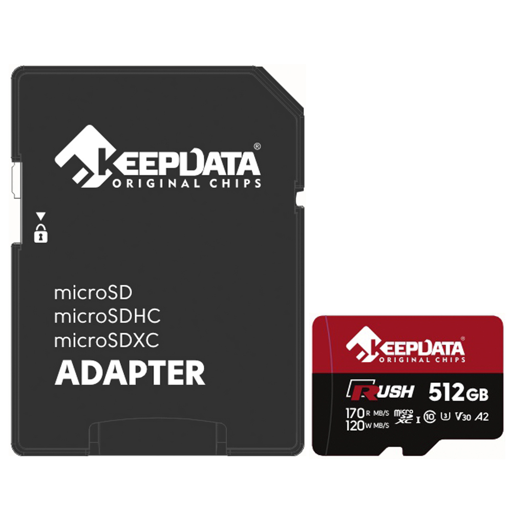 Cartão de Memória Micro SD Keepdata Rush C10 XC I U3 V30 A2 512GB - KDMSDC10U3V30A2/512G