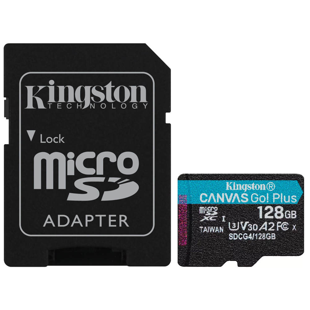 Cartão de Memória Micro SD Kingston Canvas Go Plus U3 C10 V30 A2 128GB - SDCG4/128GB