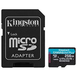 Cartão de Memória Micro SD Kingston Canvas Go Plus U3 C10 V30 A2 256GB - SDCG4/256GB