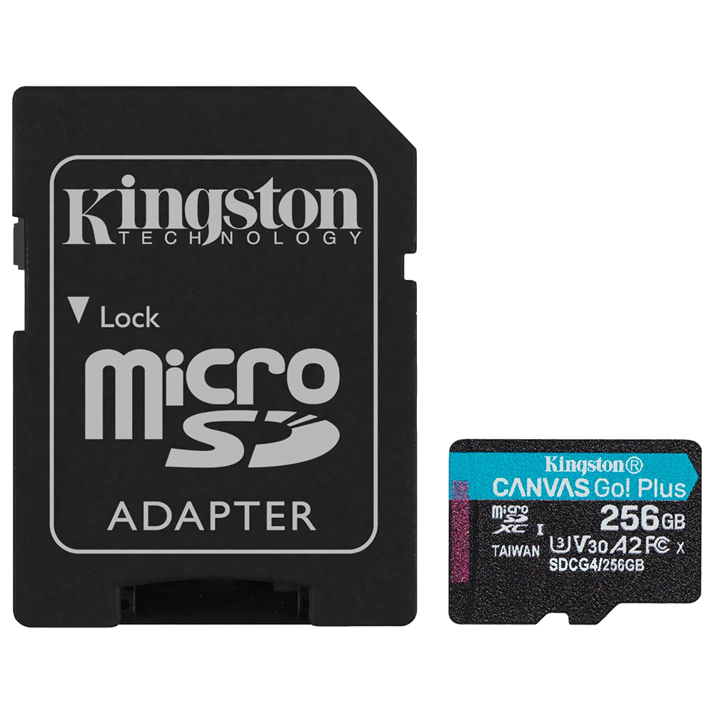 Cartão de Memória Micro SD Kingston Canvas Go Plus U3 C10 V30 A2 256GB - SDCG4/256GB