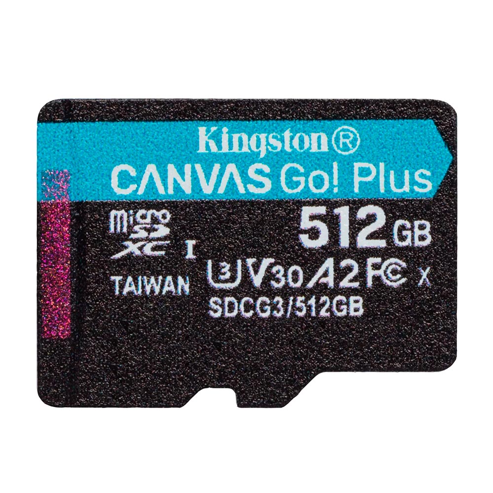 Cartão de Memória Micro SD Kingston Canvas Go Plus U3 C10 V30 A2 512GB - SDCG3/512GB