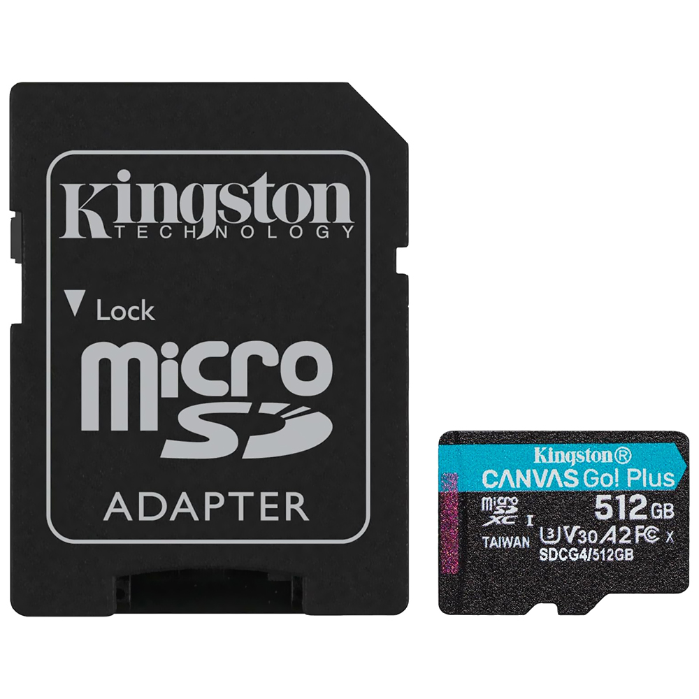 Cartão de Memória Micro SD Kingston Canvas Go Plus U3 C10 V30 A2 512GB - SDCG4/512GB