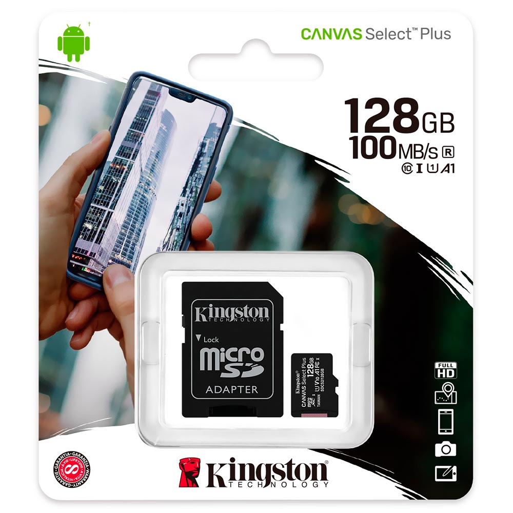 Cartão de Memória Micro SD Kingston Canvas Select Plus 128GB