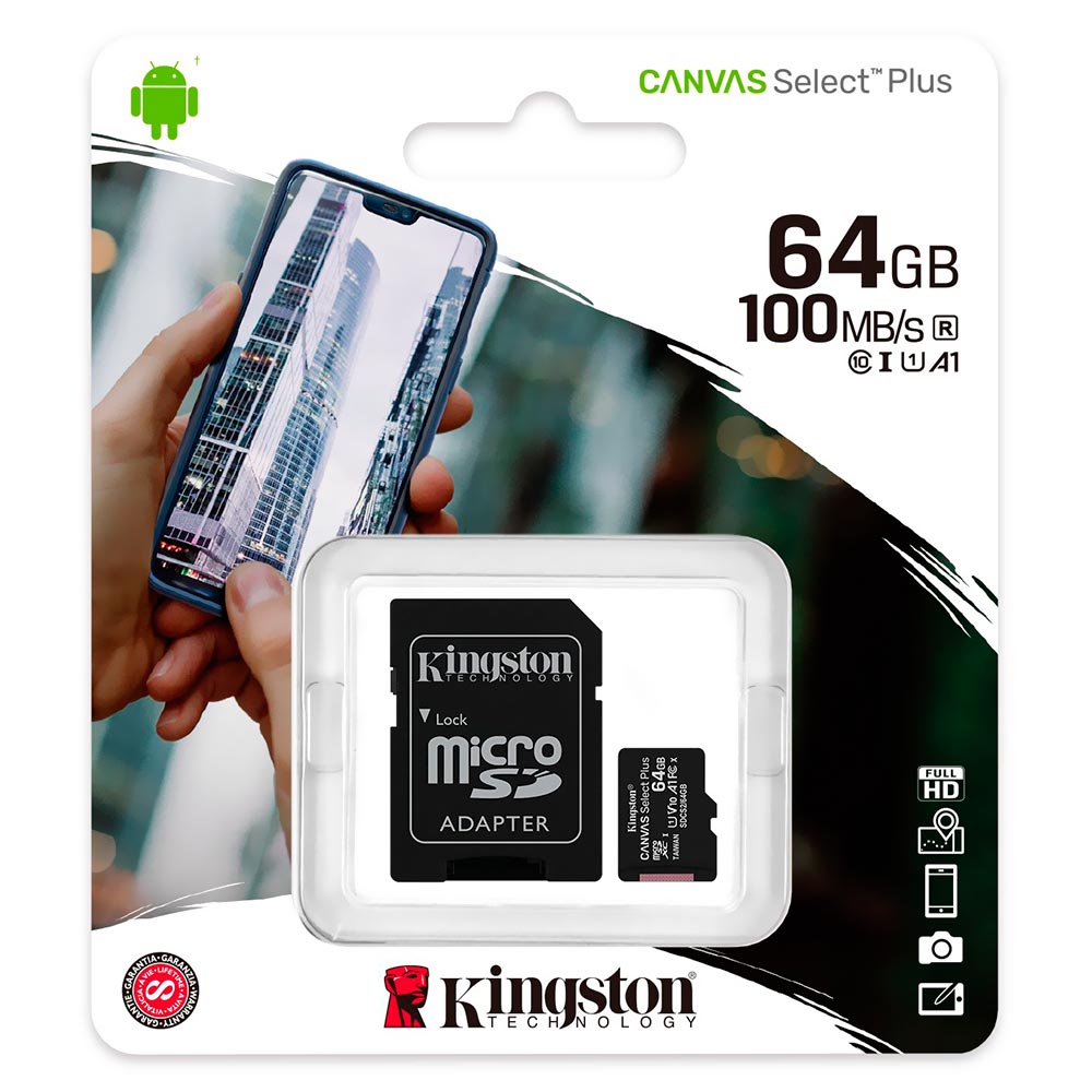 Cartão de Memória Micro SD Kingston Canvas Select Plus 64GB 