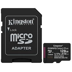 Cartão de Memória Micro SD Kingston Canvas Select Plus C10 U1 V10 A1 128GB - SDCS3/128GB