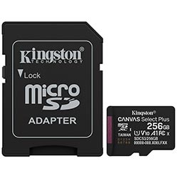Cartão de Memória Micro SD Kingston Canvas Select Plus C10 U1 V10 A1 256GB - SDCS3/256GB