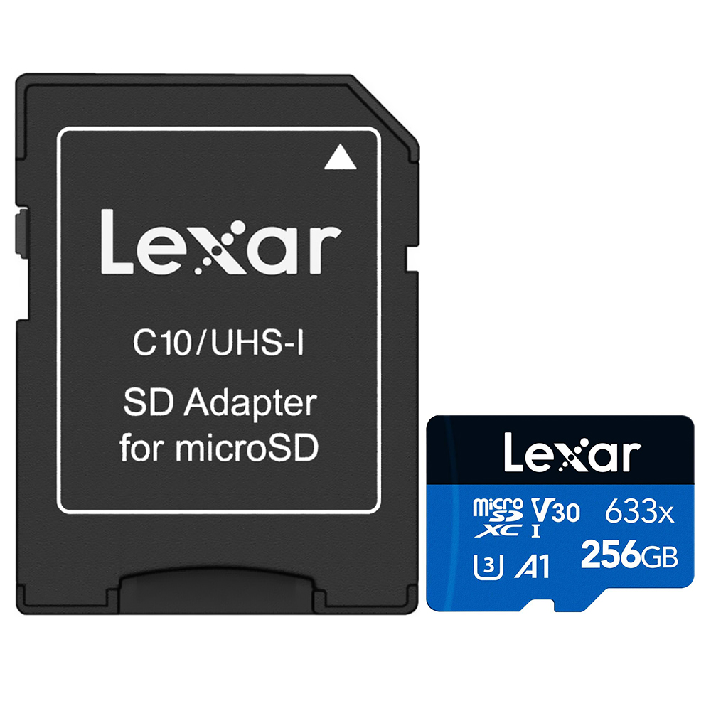 Cartão de Memória Micro SD Lexar 256GB A1 C10 V30 4K UHD - LSDMI256GBBNL633A