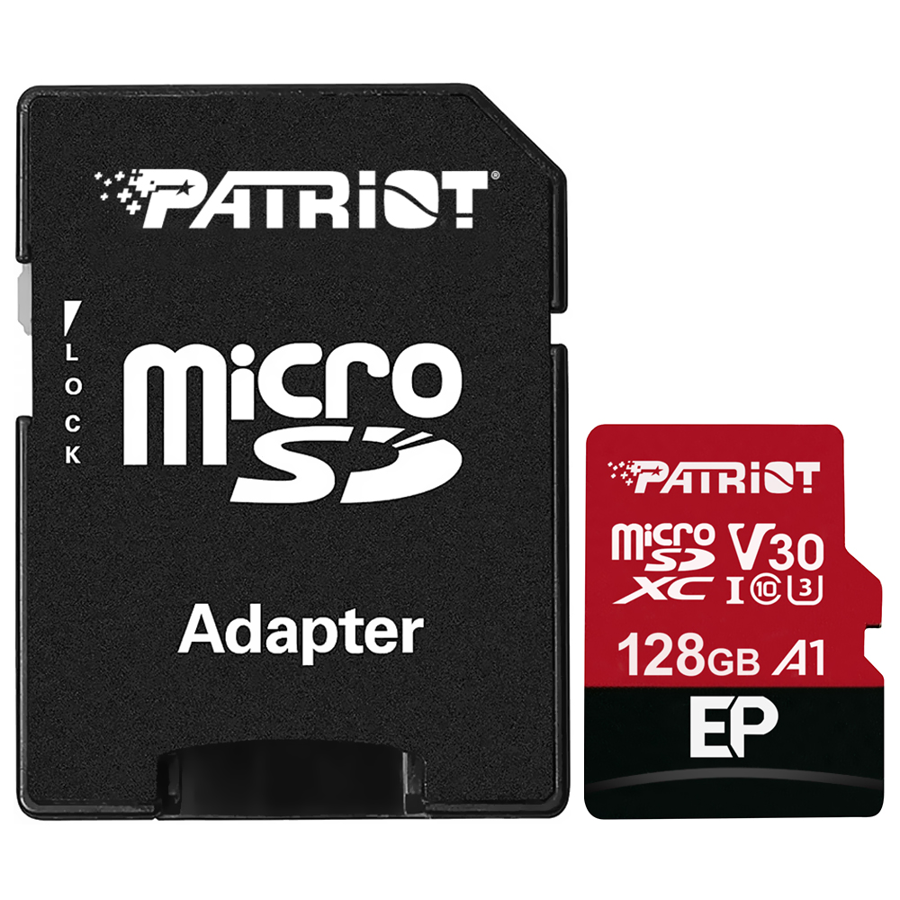 Cartão de Memória Micro SD Patriot 2x1 C10 U3 V30 A1 - PEF128GEP31MCX