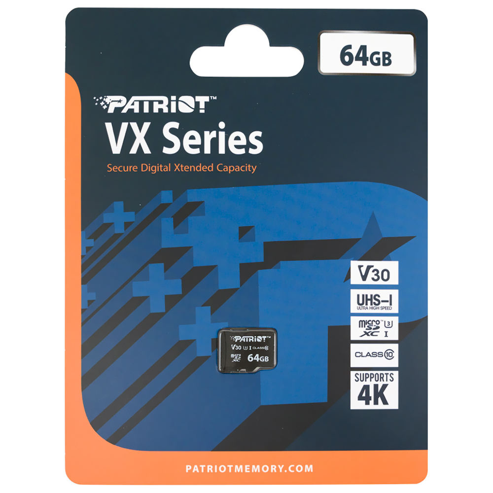 Cartão de Memória Micro SD Patriot LX Series C 10 U3 V30 4K 64GB - PSF64GVX31MCX