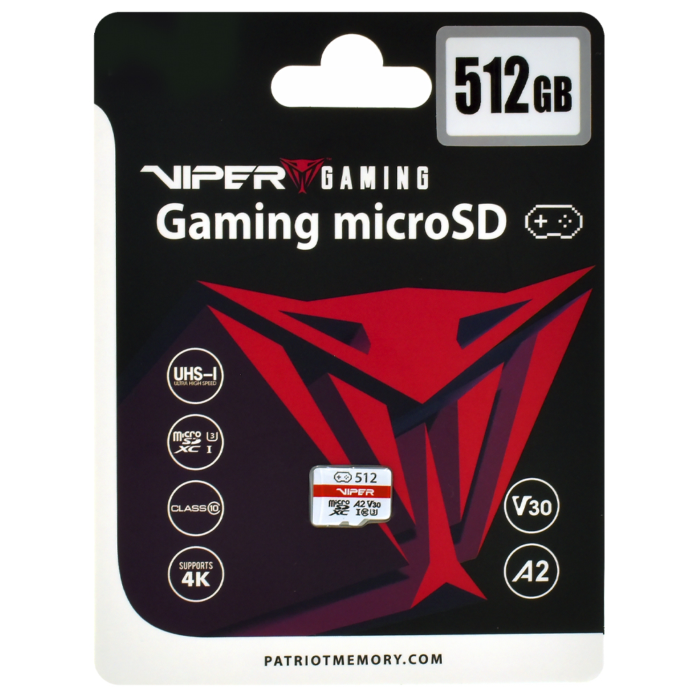Cartão de Memória Micro SD Patriot Viper C10 U3 V30 4K 512GB - PV512GGM32MCX