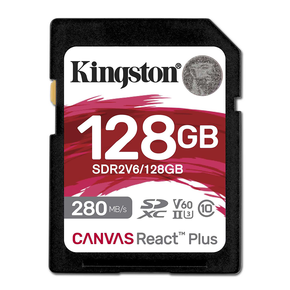Cartão de Memória SD Kingston C10 U3 Canvas React Plus 128GB - SDR2V6/128GB